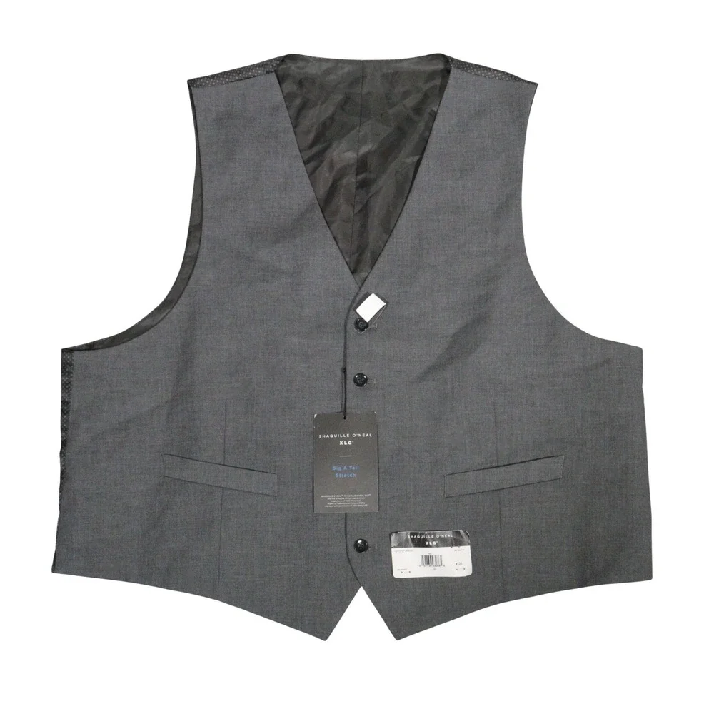 Shaquille O'Neal XLG Suit Vest Big & Tall Stretch Grey Formal Men 2XL NWT